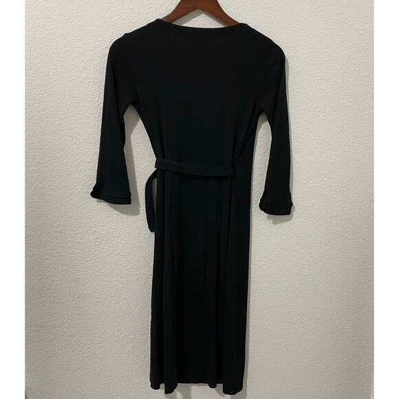 Vintage Y2K Banana Republic Wrap Dress Womens Size Small Black 3/4 Sleeves - Picture 3 of 9